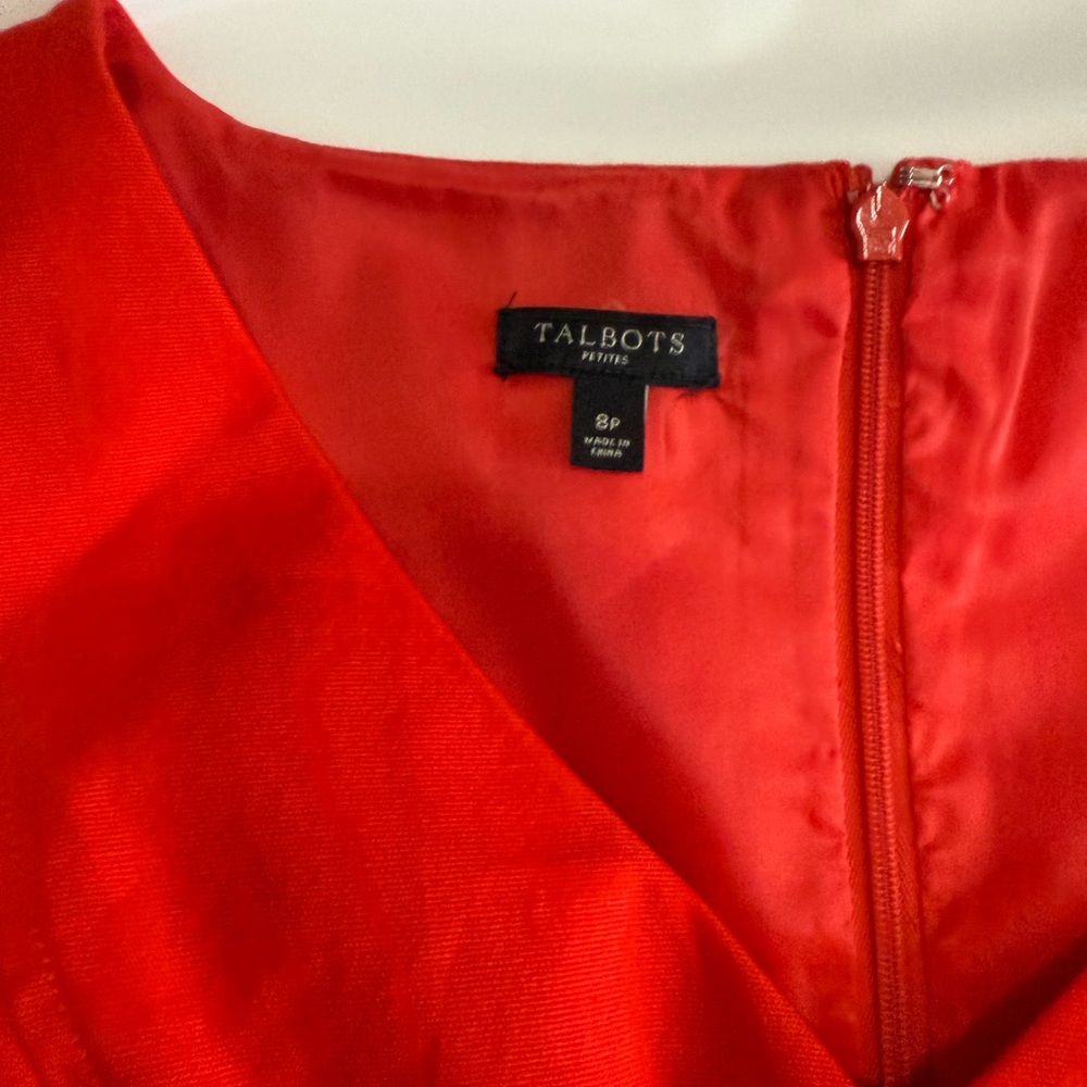 Talbots Vibrant Red/Orange Midi sleeveless Dress in size 8P - Picture 10 of 14